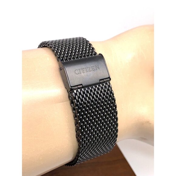 Citizen Men's Watch BM6988-57E Eco-Drive Black Dial Solar Mesh Stainless Steel - Picture 8 of 13